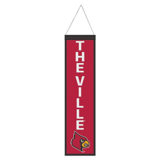 Bandera de lana con lema de los Louisville Cardinals, 8" x 32"