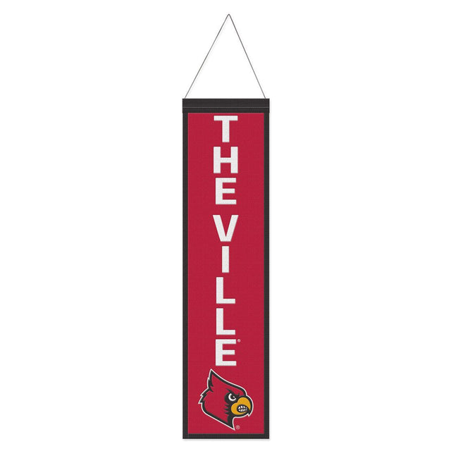 Estandarte de lana de los Louisville Cardinals de 8 x 32 pulgadas con diseño de eslogan tradicional