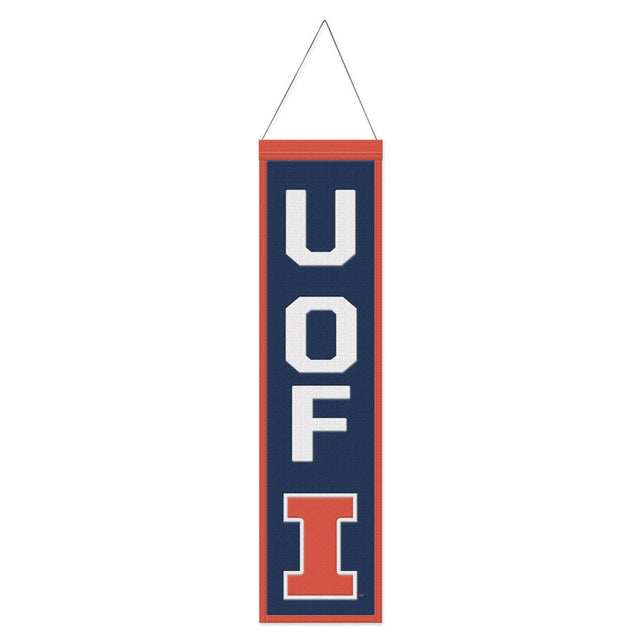 Illinois Fighting Illini Banner Wool 8x32 Heritage Slogan Design