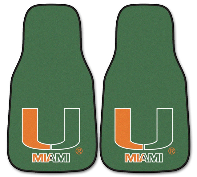 Miami Hurricanes Printed Carpet Car Mat 2 Piece Set