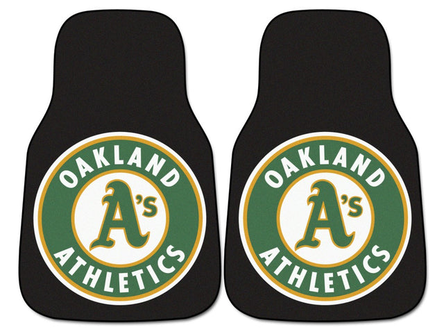 Juego de 2 alfombrillas para coche con estampado de los Oakland Athletics