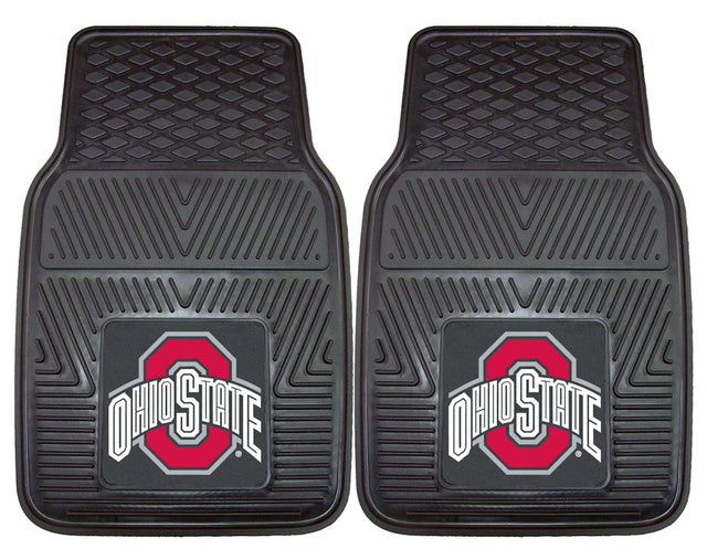 Alfombrillas de vinilo para coche de 2 piezas resistentes de Ohio State Buckeyes