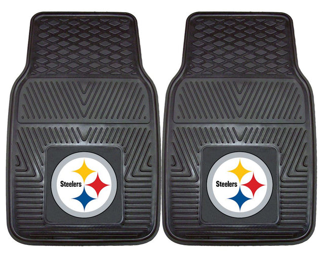 Alfombrillas de vinilo resistentes para coche de 2 piezas de los Pittsburgh Steelers