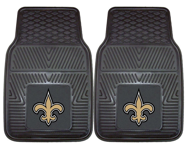 Alfombrillas de vinilo resistentes para coche de los New Orleans Saints, de dos piezas