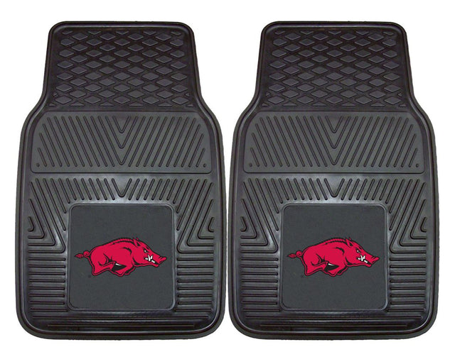 Alfombrillas de vinilo para coche de dos piezas resistentes de Arkansas Razorbacks