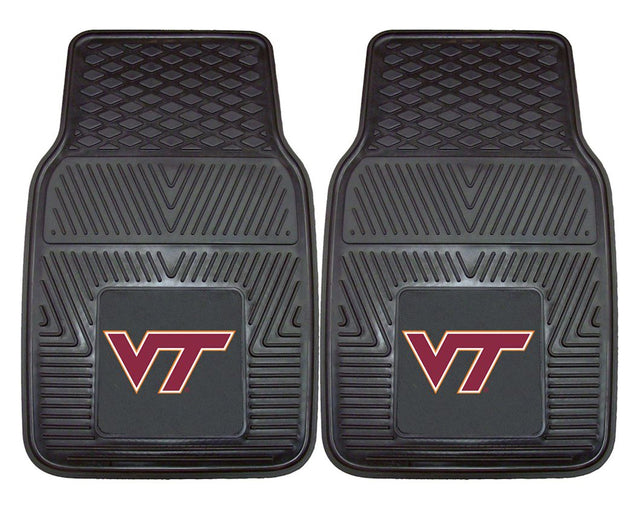 Alfombrillas de vinilo para coche de dos piezas resistentes de Virginia Tech Hokies