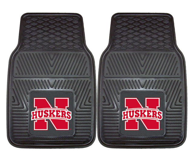 Alfombrillas de vinilo para coche de dos piezas resistentes de Nebraska Cornhuskers