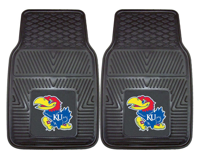 Alfombrillas de vinilo para coche de dos piezas resistentes de Kansas Jayhawks