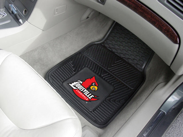 Alfombrillas de vinilo resistentes para coche de 2 piezas de los Louisville Cardinals