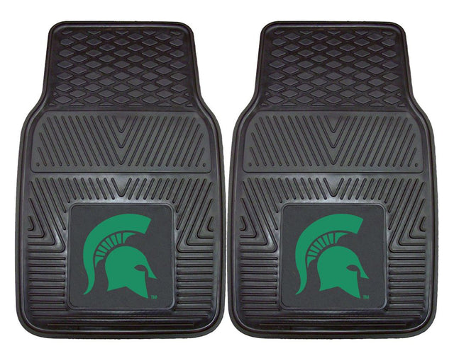 Alfombrillas de vinilo para coche resistentes de dos piezas de los Spartans de Michigan State