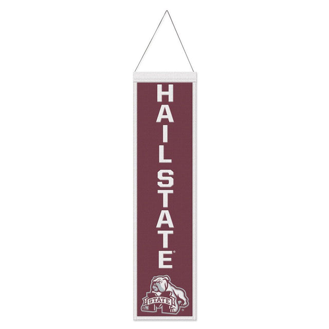 Bandera de lana de los Mississippi State Bulldogs de 8 x 32 pulgadas con diseño de eslogan tradicional