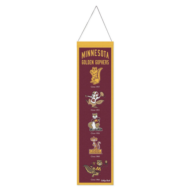 Estandarte de lana de los Minnesota Golden Gophers de 8 x 32 pulgadas, Heritage Evolution Design