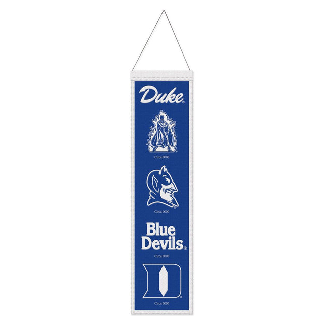 Estandarte de lana de los Duke Blue Devils de 8 x 32 pulgadas Heritage Evolution Design