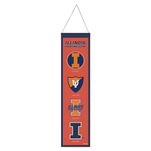 Illinois Fighting Illini /College Vault EVOLUTION Wool Banner 8" x 32"