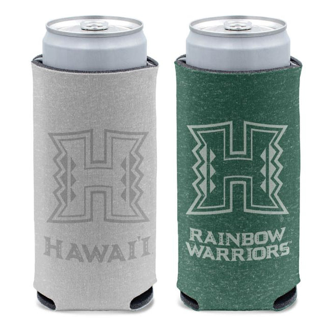 Enfriador de latas delgado de 12 oz con diseño jaspeado de Hawaii Warriors