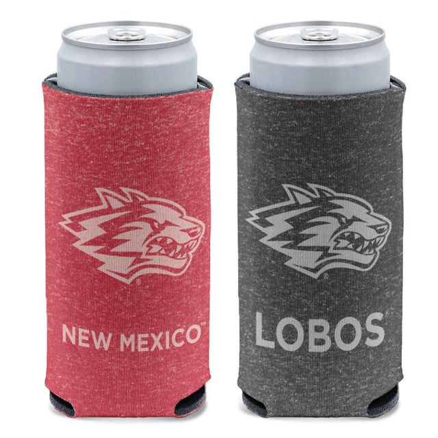 Enfriador de latas delgado de 12 oz con diseño jaspeado de New Mexico Lobos