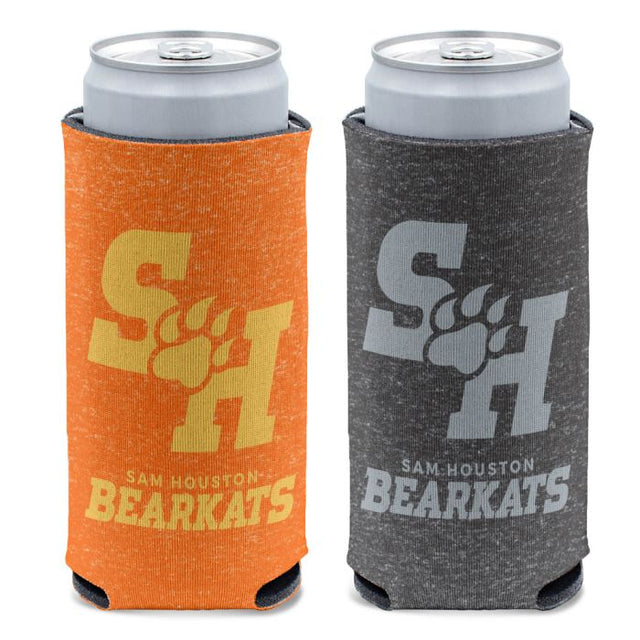 Enfriador de latas delgado de 12 oz con diseño jaspeado de los Bearkats de la Universidad Estatal de Texas de Sam Houston