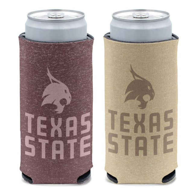 Enfriador de latas delgadas de 12 oz con diseño jaspeado de Texas State Bobcats