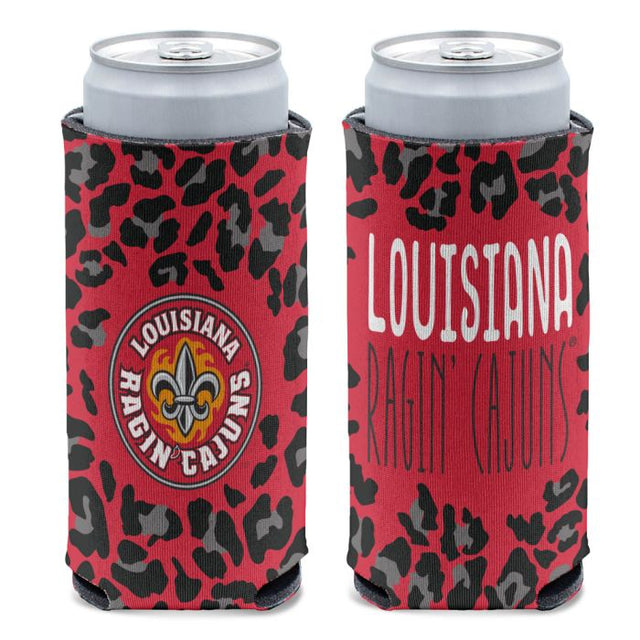 Louisiana - Enfriador de latas delgado de 12 oz LEOPARD de Lafayette Ragin Cajuns