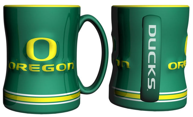 Taza de café de Oregon Ducks de 14 oz con relieve esculpido