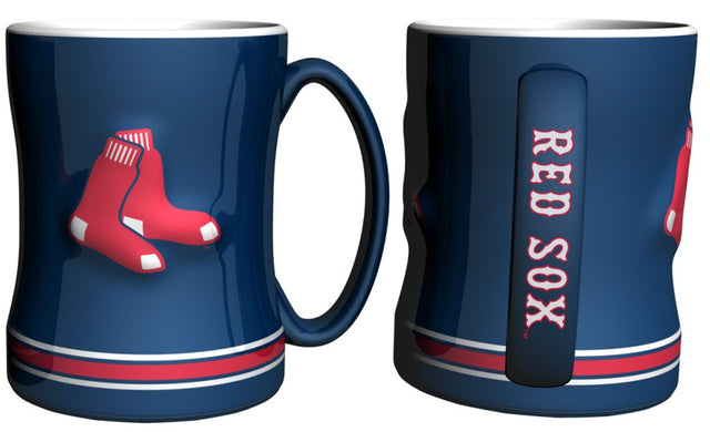 Taza de café de los Boston Red Sox de 14 oz con el color del equipo de relevo esculpido