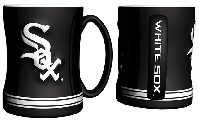 Taza de café de los Chicago White Sox de 14 oz con el color del equipo de relevo esculpido