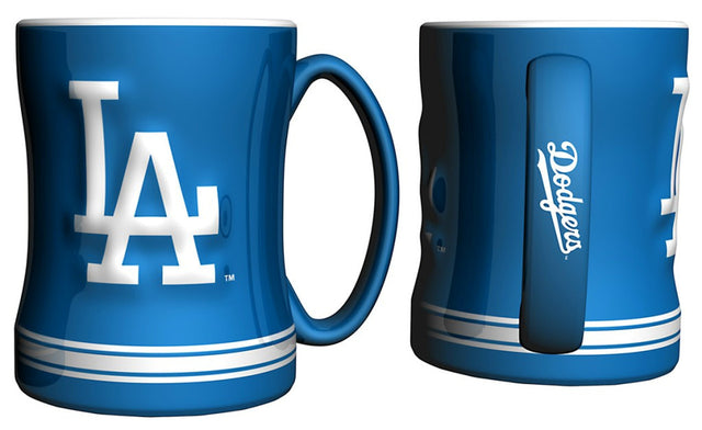 Taza de café de Los Angeles Dodgers de 14 oz con el color del equipo de relevo esculpido