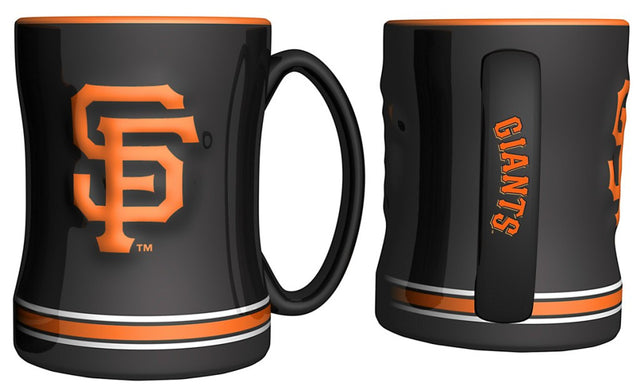 Taza de café de los Gigantes de San Francisco de 14 oz con relieve esculpido en color del equipo