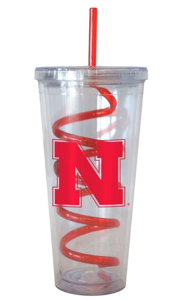 Vaso de 22 oz con pajita en espiral de Nebraska Cornhuskers CO