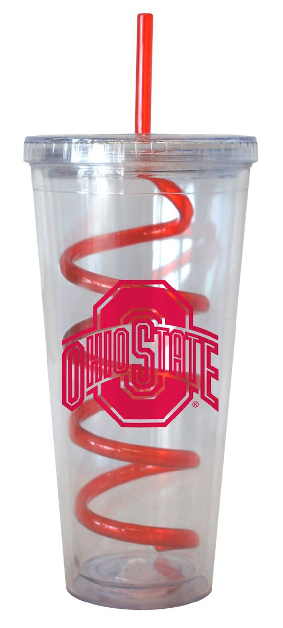 Vaso de 22 oz con pajita en espiral de Ohio State Buckeyes