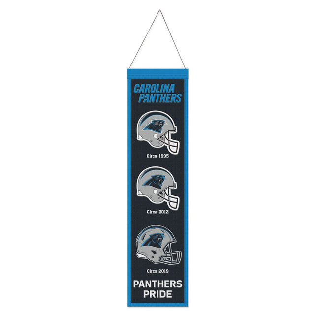 Estandarte de lana de los Carolina Panthers de 8 x 32 pulgadas, Heritage Evolution Design