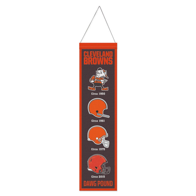 Bandera de lana de los Cleveland Browns de 8 x 32 pulgadas con diseño Heritage Evolution