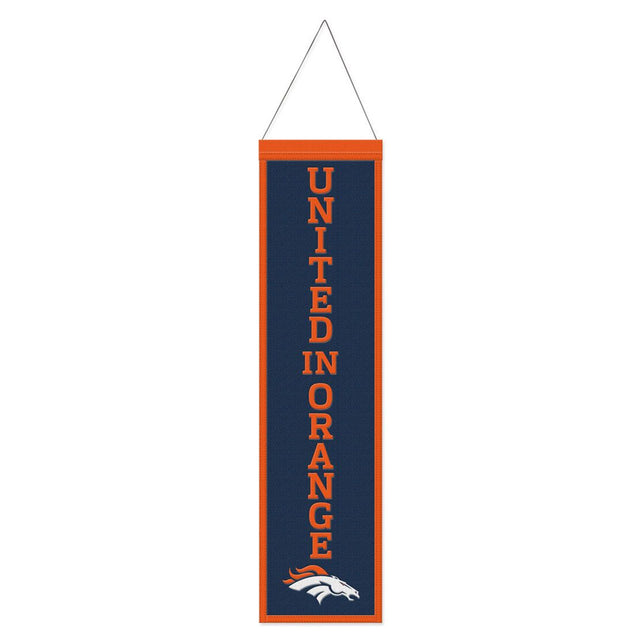 Pancarta de lana de los Denver Broncos de 8 x 32 pulgadas con diseño de eslogan tradicional