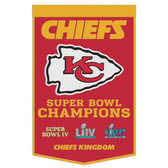 Estandarte de lana de los Kansas City Chiefs de 24 x 38 pulgadas con diseño Dynasty Champ