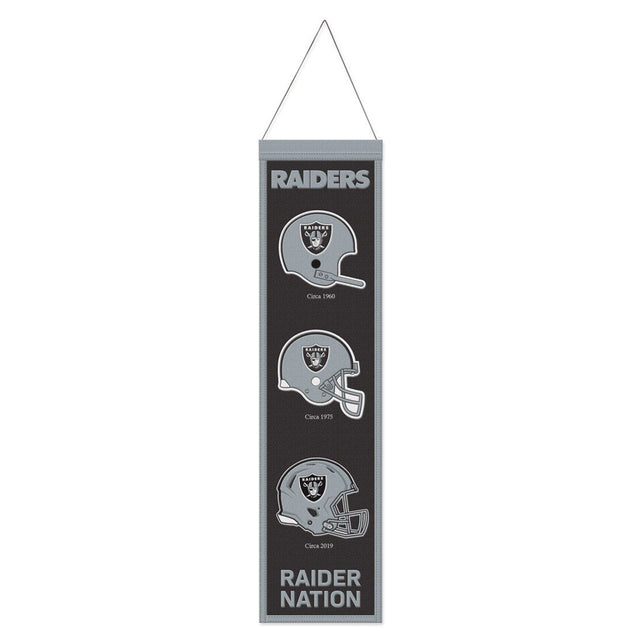 Estandarte de lana de los Raiders de Las Vegas de 8 x 32 pulgadas, Heritage Evolution Design