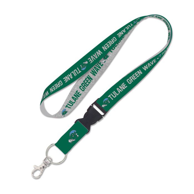 Tulane Green Wave HEATHER Lanyard w/detachable buckle 1"