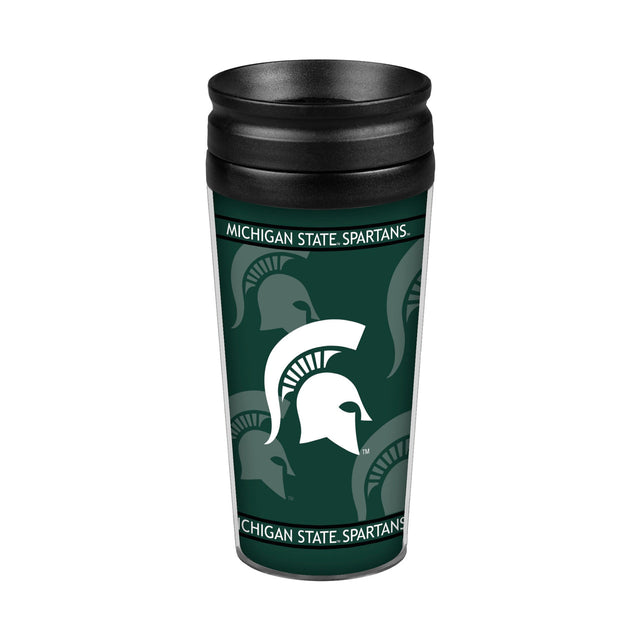 Taza de viaje de 14 oz con diseño envolvente de los Spartans de Michigan State