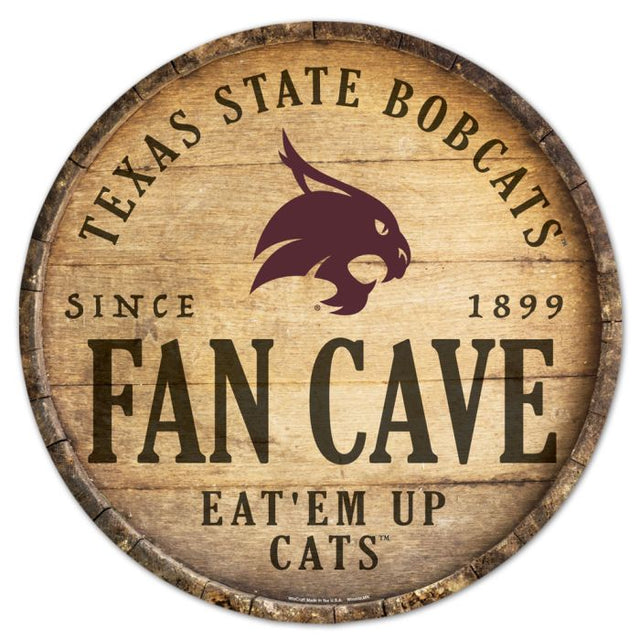 Texas State Bobcats Wood Sign 14" Rnd