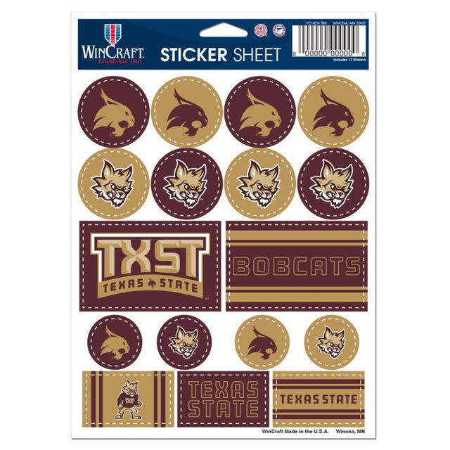 Texas State Bobcats Vinyl Sticker Sheet 5" x 7"