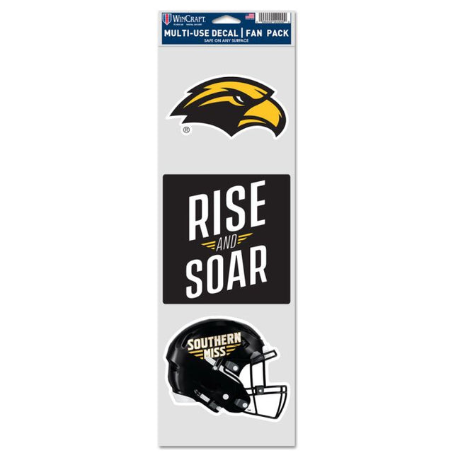 Calcomanías para fanáticos del fútbol del sur de Mississippi Golden Eagles de Southern Miss, 3,75" x 12"