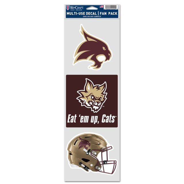 Calcomanías para fanáticos del fútbol de Texas State Bobcats, 3,75" x 12"