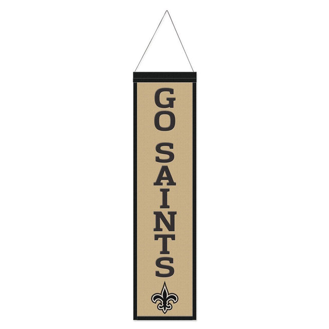 Estandarte de lana de los New Orleans Saints de 8 x 32 pulgadas con diseño de eslogan tradicional