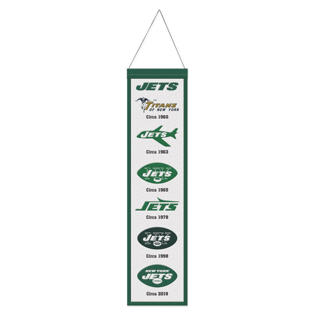 Estandarte de lana de los New York Jets de 8 x 32 pulgadas con diseño Heritage Evolution