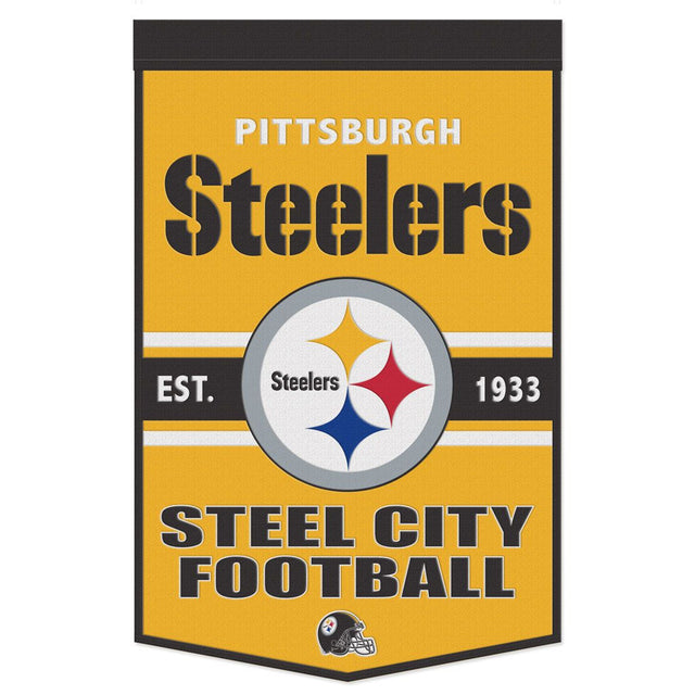 Pancarta de lana de los Pittsburgh Steelers de 24 x 38 con diseño de eslogan Dynasty