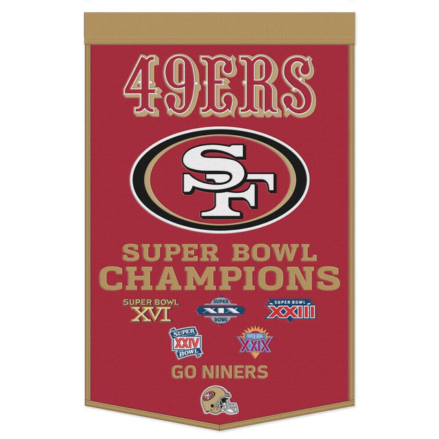 Pancarta de lana de los San Francisco 49ers de 24 x 38 pulgadas con diseño de Dynasty Champ