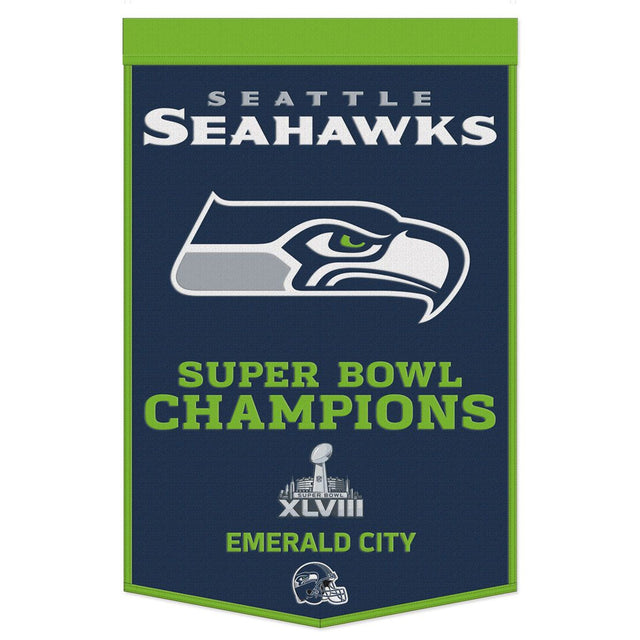 Estandarte de lana de los Seattle Seahawks de 24 x 38 pulgadas con diseño Dynasty Champ