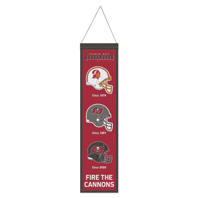 Bandera de los Tampa Bay Buccaneers de lana de 8 x 32 pulgadas, Heritage Evolution Design