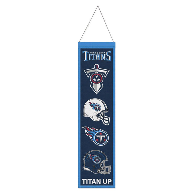 Estandarte de lana de los Tennessee Titans de 8 x 32 pulgadas, Heritage Evolution Design