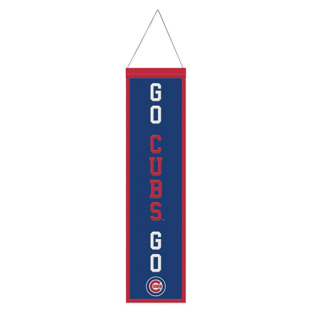 Pancarta de lana de los Chicago Cubs de 8 x 32 pulgadas con diseño de eslogan tradicional