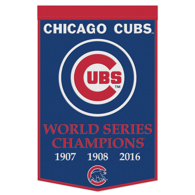 Estandarte de lana de los Chicago Cubs de 24 x 38 pulgadas con diseño Dynasty Champ